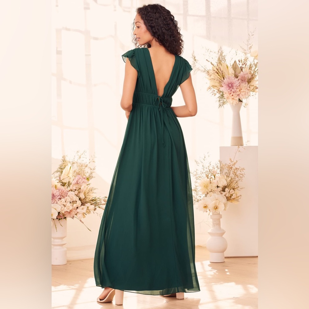Lulus I'm All Yours Emerald Green Ruffled Maxi Dress - Picture 3 of 8